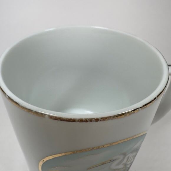 Lefton Japan Souvenir Mug/Cup Florida Egret Waterfowl Birds Gold Trim 1987 VTG - Picture 10 of 15